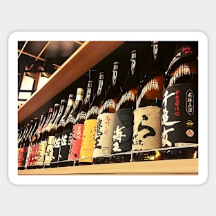 Alligned sake rice wine bottles Sticker